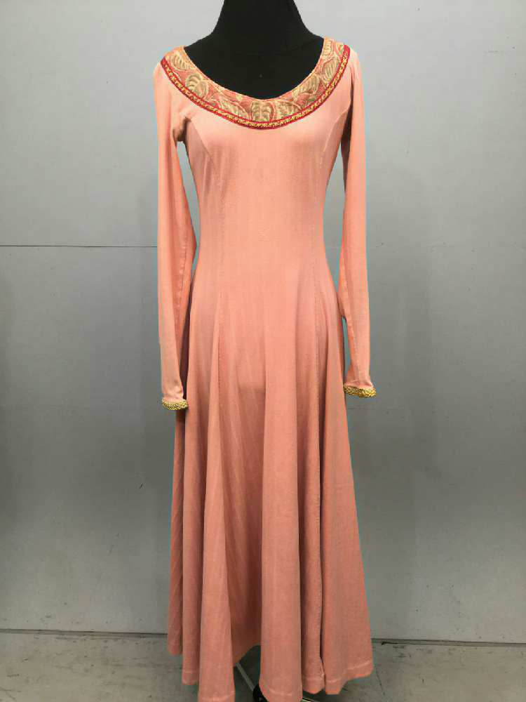 medieval, gown, medieval, women, b34, pink, stripe, scoop, neckline ...