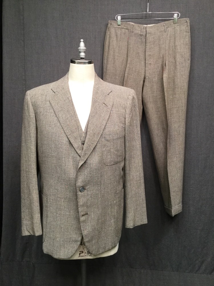 20th, century, suit, jacket, 1940s, men, s, men, 42l, light, grey, red ...