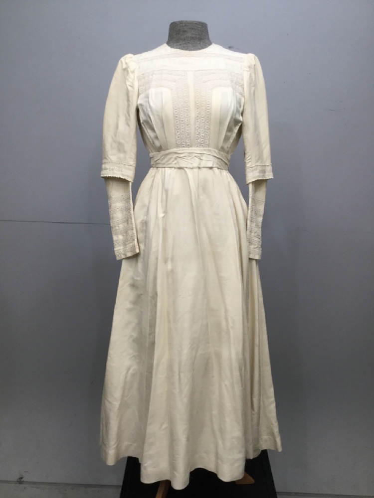 19th, century, gown, late, 19th, century, women, b35, w26, cream, lace ...