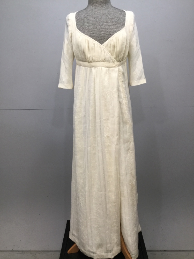 19th, century, gown, early, 19th, century, women, b34, w30, cream, self ...