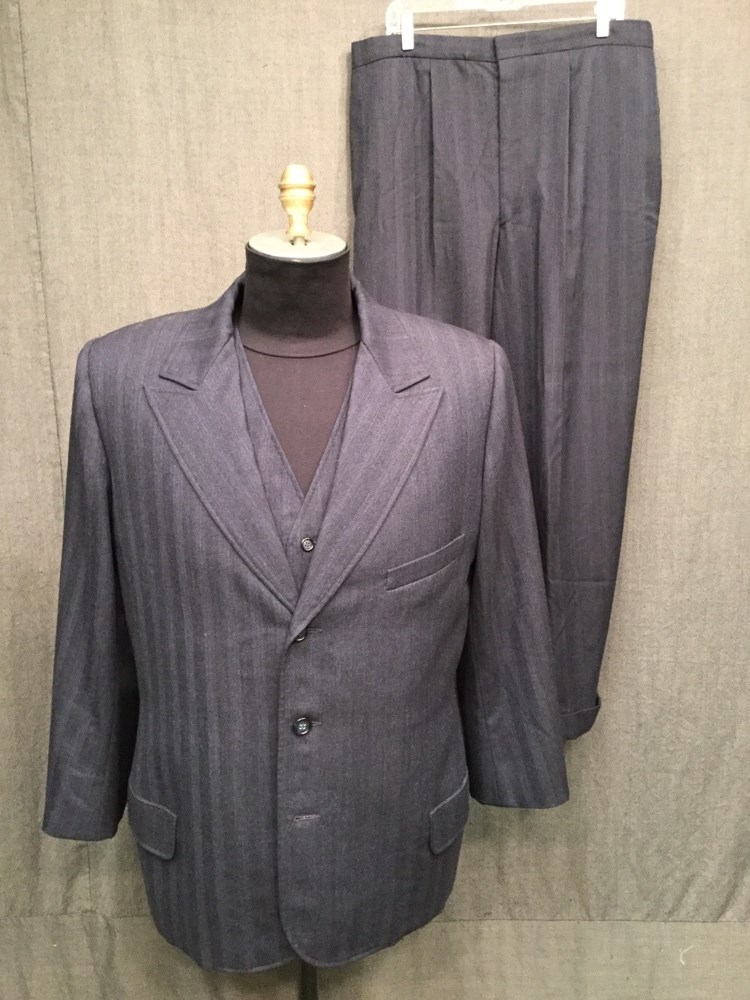 20th, century, suit, jacket, 1940s, men, s, men, 44r, blue, grey ...
