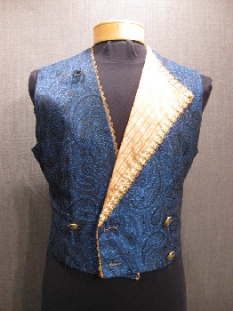 19th, century, vest, early, 19th, century, men, s, men, c38, blue, gold ...